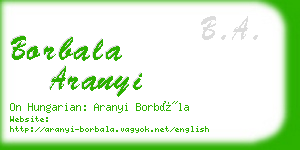 borbala aranyi business card